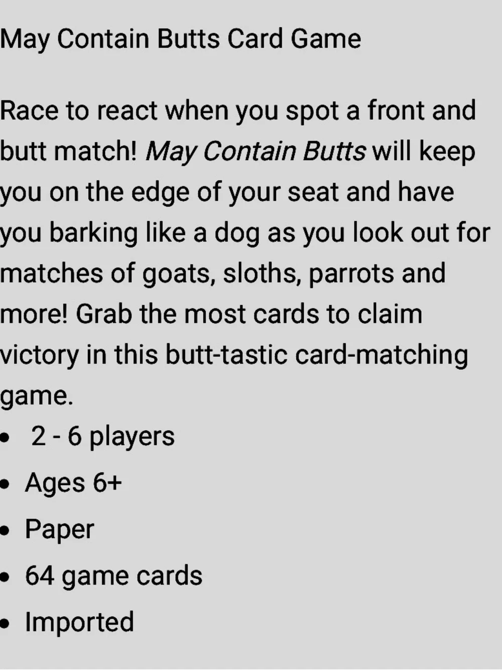 Professor Puzzle Games - May Contain Butts Card Game 🆕